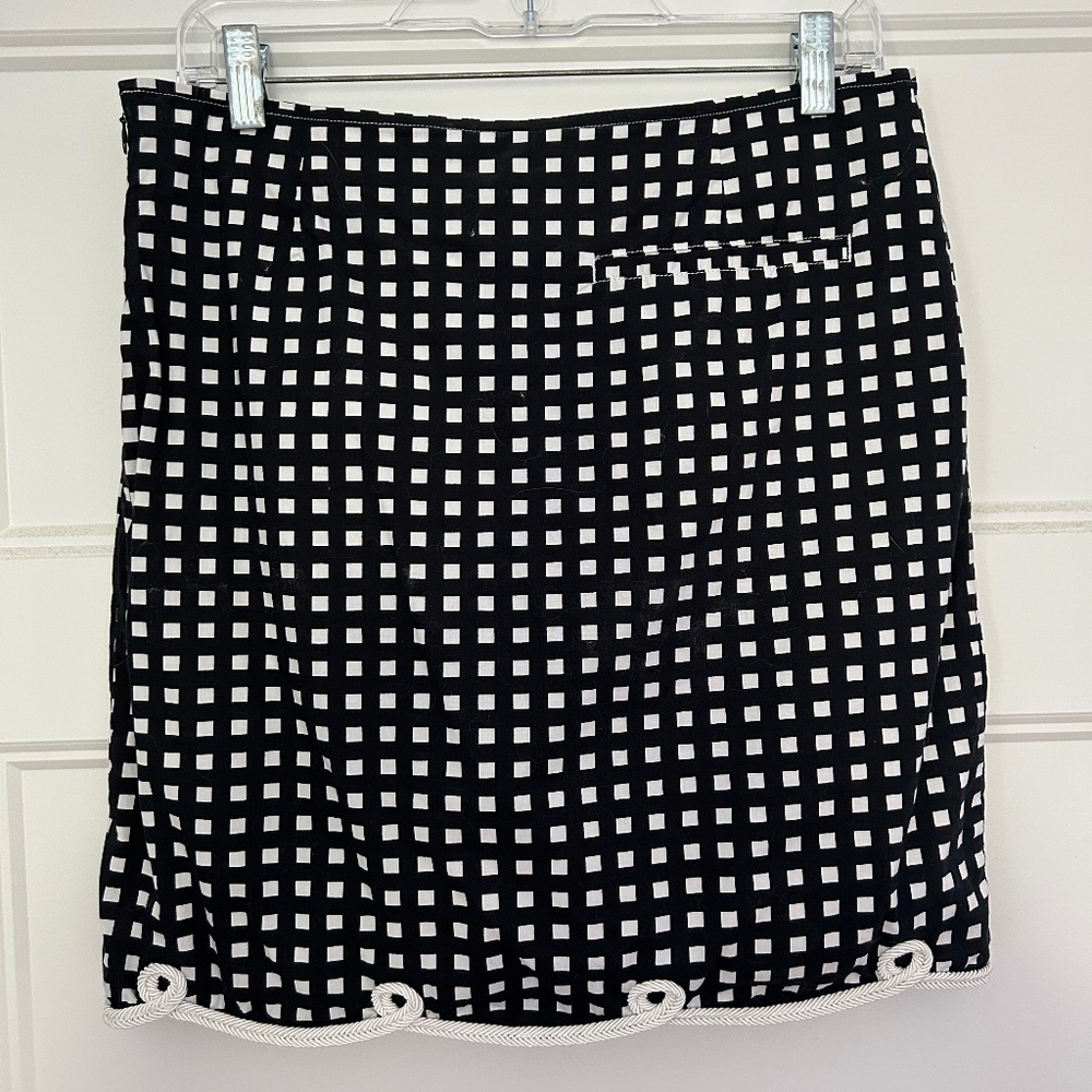 Golftini Golf Skort The Ace Stretch Cotton Scalloped Hem Black White Check 2L - Picture 10 of 15